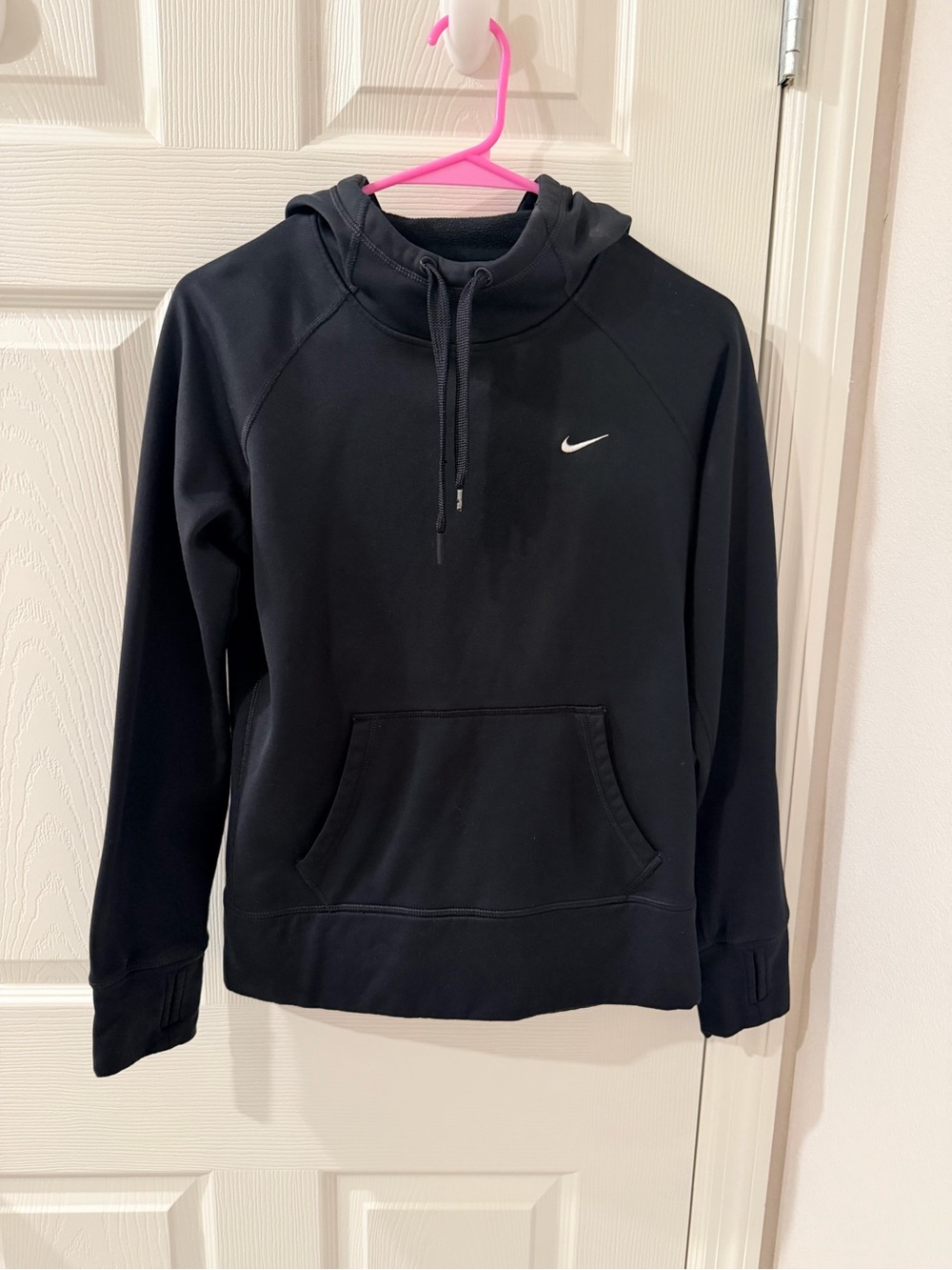 Nike Black Crewneck Hoodie with White Swoosh